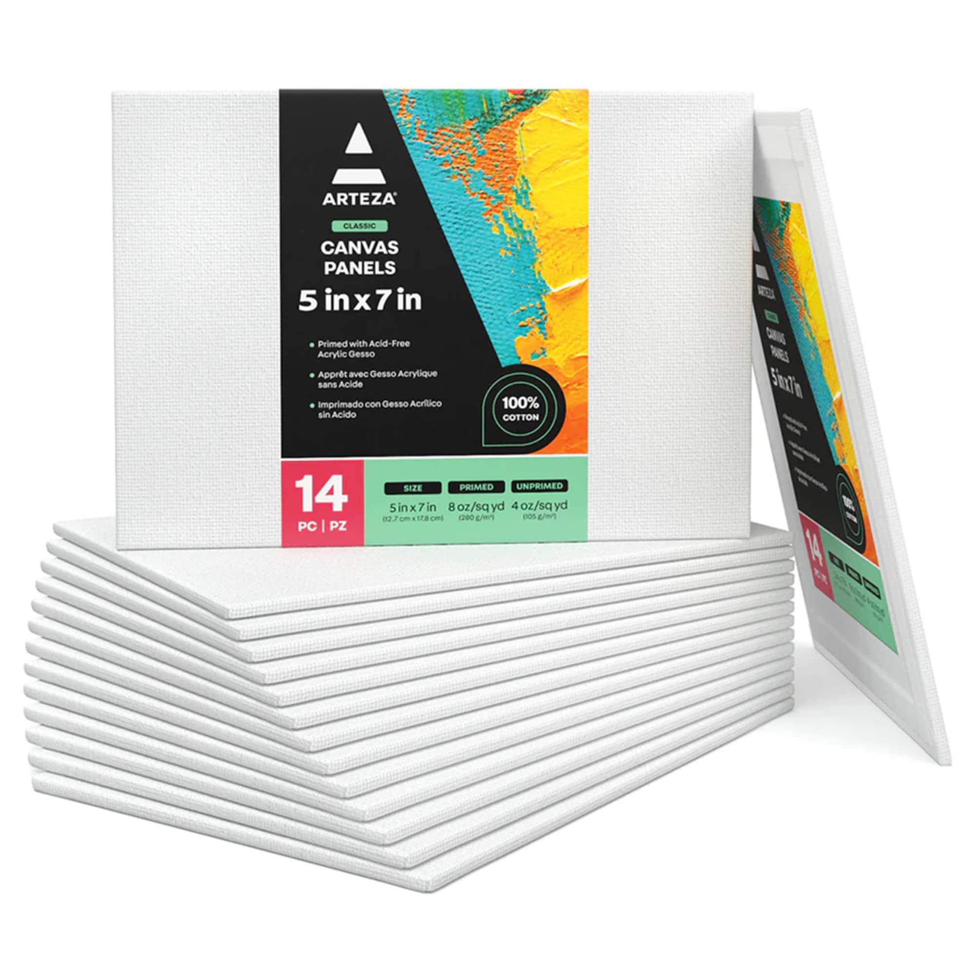 Arteza® 5" x 7" White Canvas Panels, 14ct.